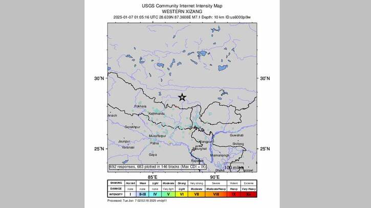 তিব্বতের ৭.১ মাত্রার ভূমিকম্পে কাঁপল দেশ